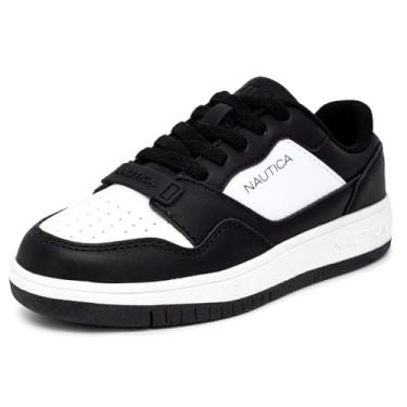 Imagem de Nautica Tênis de cano baixo para meninos, tênis de basquete para crianças, tênis de corrida escolar ao ar livre - Tamanho 18, Preto
