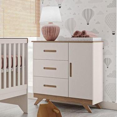 Imagem de Cômoda Infantil Ambiente Retrô Maya Off White Carvalho  Carolina - Car