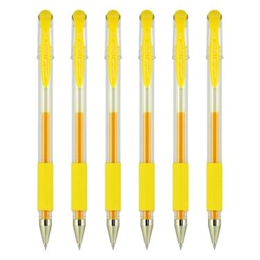 Imagem de Uniball Signo DX Canetas de gel, ultra micro ponta (0,38 mm), tinta amarela, 6 unidades