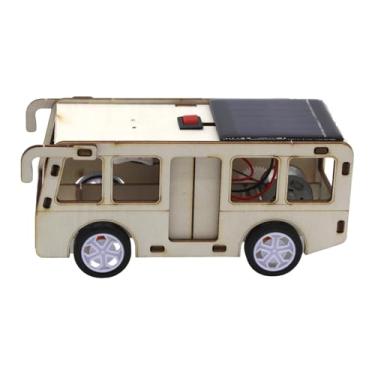 Imagem de menolana Ônibus de madeira movido a energia solar, carro de brinquedo educacional, artesanato prático, presentes fáceis de usar, decoração de mesa estável, kit