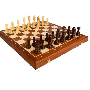 Imagem de Xadrez de Madeira 40x40 Dobrável – Estojo Premium com Peças Vernizadas