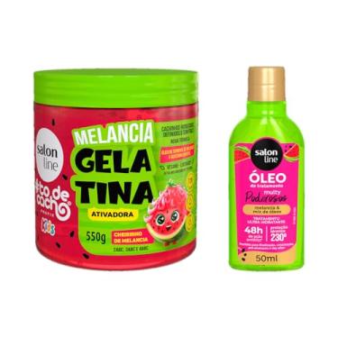 Imagem de Kit Gelatina e Óleo de Tratamento, Salon Line, #todecacho e Multy, Melancia - Para Cabelos Ondulados, Cacheados e Crespos, 2 Unidades