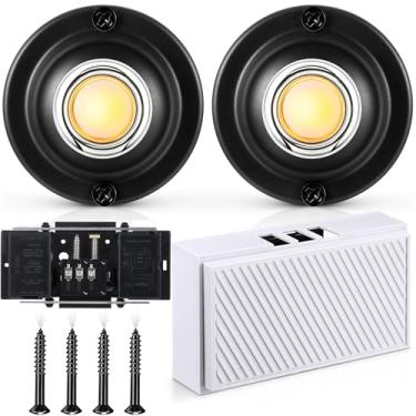 Imagem de Saillong Kit de campainha com fio, 2 botões de pressão de campainha iluminados de 16 V 10 VA com 2 sons para porta dianteira e traseira e caixa de campainha de porta para parede interna, compatível
