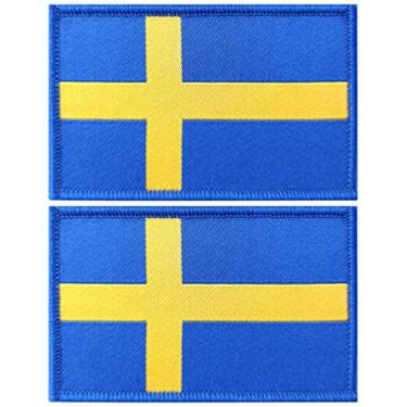 Imagem de QQSD Patch de bandeira da Suécia Patch tático sueco - Fecho de , pacote com 2