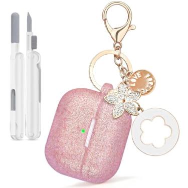 Imagem de VISOOM Capa para AirPods Pro 3 2025, capa de silicone para Apple Air Pods Pro 3ª geração, capa protetora para iPods 3 com chaveiro brilhante e kit de limpeza, ouro rosa brilhante