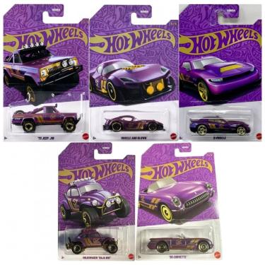 Imagem de Coleção de Carros Hot Wheels Die-Cast, Edição Comemorativa de 57º Aniversário em Pérola Cromada - Conjunto de 5 Carros (Veículo Chase Não