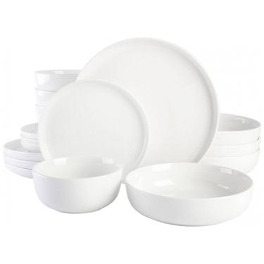 Imagem de Aparelho de Jantar com 16 Peças de Porcelana Ideal para 4 Pessoas, Gibson Home Oslo, Branco