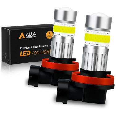 Imagem de Lâmpada Automotiva para Neblina 2800lm Fria 6500K 12V 24V, ALLA LIGHTING H11 H8 H16 LED Fog Light Bulbs DRL, Branco