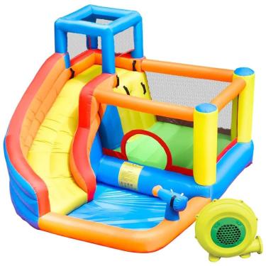 Imagem de Parque Aquático Inflável Doctor Dolphin, Tobogã Aquático para Crianças, Parque Aquático Inflável com Soprador para Festa ao Ar Livre