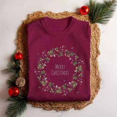 Imagem de Camiseta Unissex Natal Merry Christmas Guirlanda Festa Personalizada T