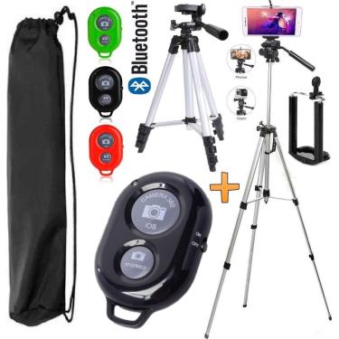 Imagem de Tripé Profissional Câmera Suporte Celular Pedestal Ajustável