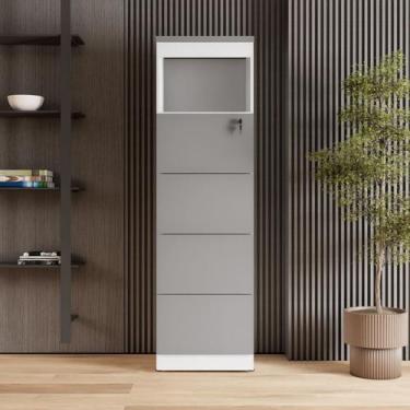 Imagem de Armário de Escritório 160cm Arquivo 4 Gavetas Puxador Cava Corporate -