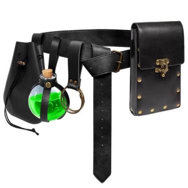 Imagem de Pacote de cintura SUMGOGO Renaissance Leather Belt com frasco de poção