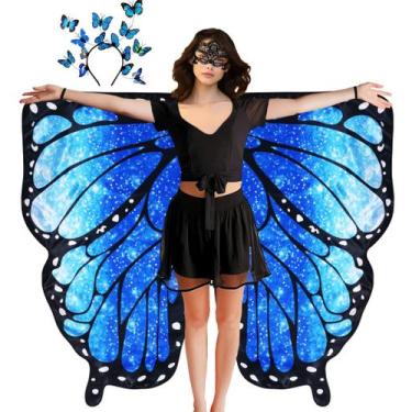 Imagem de Fantasia D.Q.Z Butterfly Wings com bandana azul celeste