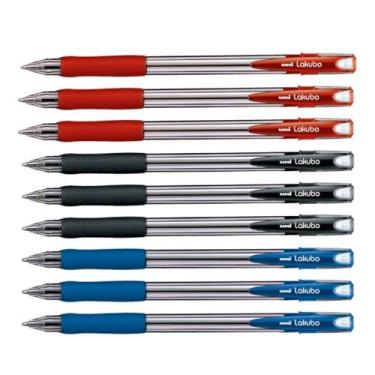 Imagem de Kit 9 Caneta Esferográfica Lakubo 1.0mm Azul Preta Vermelha - Uni-ball