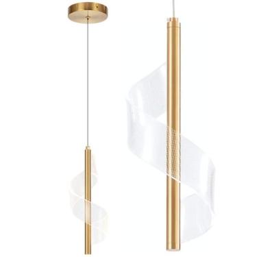 Imagem de Luminária Pendente 7 Watts Led 3 Cores Acrílico Metal Lustre - GIMPO