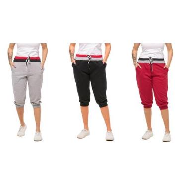 Imagem de Kit com 03 Bermudas de Moletom Feminina Saruel Skinny - Wooks, M, B1, 