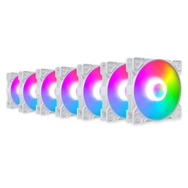 Imagem de Kit 7 Cooler Fan Snaker Shadow ARGB 120mm Silencioso Branco