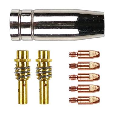 Imagem de Kit Consumíveis 8 Peças Bico Contato M6x28 Bocal Difusor Tocha Solda M