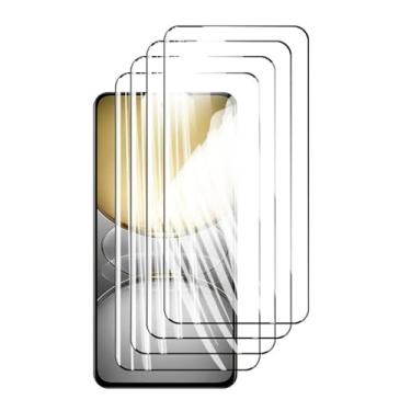 Imagem de 4 protetores de tela para Realme C75, vidro temperado cristal 9H HD, capa de alumínio antirriscos de 6,72" com proteção contra impressão digital (preto)