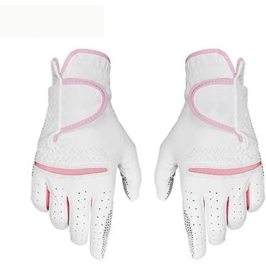Imagem de 1 par de luvas de golfe femininas de couro para mão ou 2 unidades de mão esquerda e direita, luvas esportivas femininas, luvas antiderrapantes resistentes ao desgaste, respiráveis, macias, maior