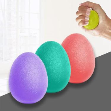 Imagem de 3 peças de treinamento de força de aperto de mão, bola de alívio de estresse, terapia de reabilitação de pulso, equipamento de aperto de mão, ferramentas de apertar de bola, roxo, verde e vermelho