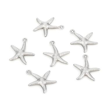 Imagem de 10 pingentes de estrela do mar para fabricação de joias de aço inoxidável, pingentes de estrela do mar, verão, oceano, animal, pesca, pingentes, para brinco, pulseira, colar, artesanato faça você