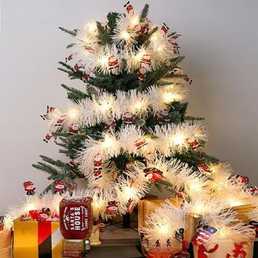 Imagem de 1 luminária fofa de Papai Noel – Decoração aconchegante de árvore de Natal com lâmpadas brancas quentes para casa e quarto de 2 metros de comprimento (2 pilhas AA não incluídas), branca