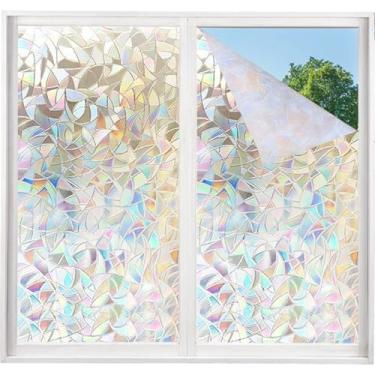 Imagem de Película de privacidade para janela decorativa de filme arco-íris, tinta adesiva de vitral estático 3D, adesivo de película de janela para casa, banheiro, escritório, decoração, não adesivo, fácil