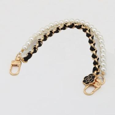 Imagem de Alça de pulso antiperda com contas de pérolas e correntes duplas para chaveiro, carteira, câmera, One Size, Resina, resina