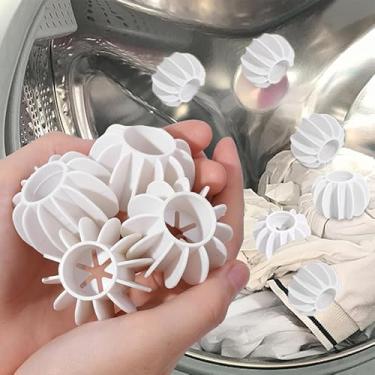 Imagem de 2 bolas de silicone para lavanderia reutilizáveis, anti-enrolamento, bola de limpeza de fiapos flutuante, acessório para máquina de lavar roupa (branca)