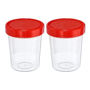 Imagem de Copos de amostra de 120 ml, embalagem com 2 recipientes de amostra, tampa de rosca à prova de vazamento para casa de laboratório, vermelho