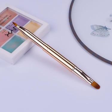 Imagem de Pincel labial para batom, pincéis aplicadores de lábios retráteis de ponta dupla com tampa, pincel de maquiagem portátil para delineador, uso em viagens domésticas, dourado