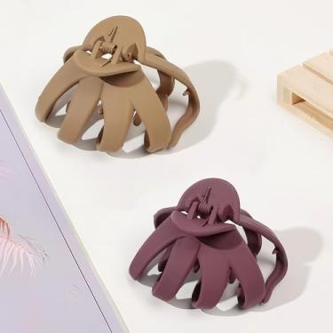 Imagem de Pacote com 2 prendedores de cabelo grandes para mulheres, clipe antiderrapante para cabelo grosso, amarelo mostarda e vinho