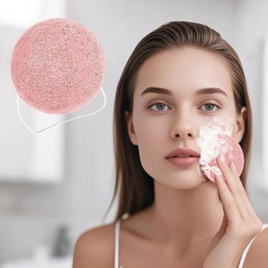 Imagem de Esponja para lavar o rosto, esponja de limpeza facial, esponjas removedoras de maquiagem, limpeza e esfoliação, macia e confortável, adequada para maquiagem e limpeza, meia redonda (rosa)