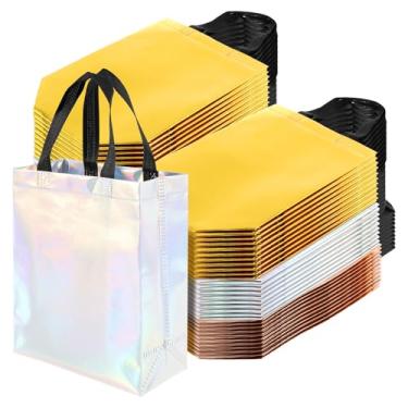 Imagem de 60 peças de sacola de compras de lembrança, sacolas de lembrancinha de festa com alças, sacolas de presente reutilizáveis não tecidas, suprimentos práticos de festa para aniversários, casamentos