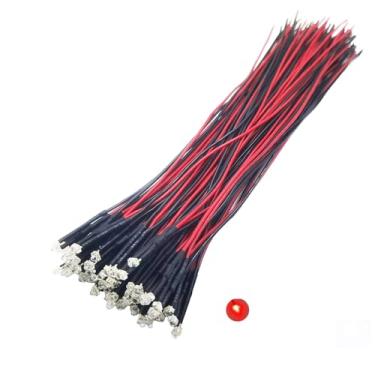 Imagem de Vrabocry - 30 peças de diodos emissores de LED vermelhos de 12 V 1,8 mm, pré-conectados, 12 V, lentes transparentes de 12 V, lâmpadas de LED pequenas