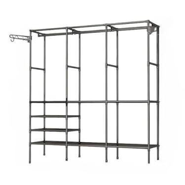 Imagem de Arara De Roupa Com Sapateira Cabideiro De Chão Rack Organizador Multiuso Aço Inox(Branco,Pequeno)