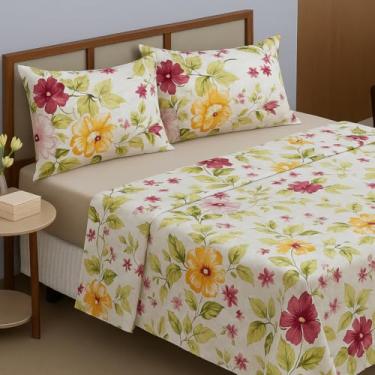 Imagem de Jogo De Lençol Casal Queen 400 Fios Com Elástico 4 Peças Cama Box Super Queen(Estampa 18)