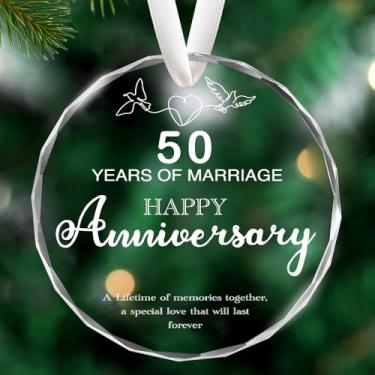 Imagem de Apanhador de sol de cristal para Windows – Apanhador de sol com prismas 50º aniversário de casamento, enfeite redondo para pendurar no Natal, casamento, jardim, decoração de casa, presente