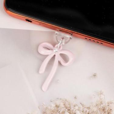 Imagem de Borboleta de desenho animado para interface Apple plugue de poeira pingente decoração acessórios de telefone para iPhone 16 15 Samsung Dust Plug, rosa vermelho