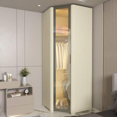 Imagem de Guarda Roupa de Canto Modulado com LED e Vidro Reflecta 1 Porta com Pé