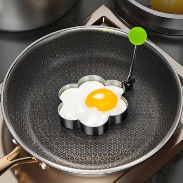 Imagem de Anéis de ovo para frigideira, formas de flores, molde antiaderente de ovo e anel de panqueca para cozinhar café da manhã, faça você mesmo, omelete e ovos divertidos