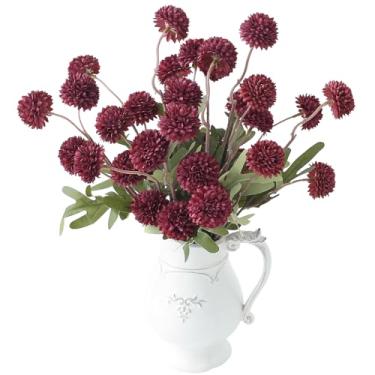 Imagem de Floroom 6 peças de flores artificiais para mães de seda sintética, mini crisântemos falsos a granel com hastes para centros de mesa de casamento, arranjos florais, enchimentos de vasos, decorações de