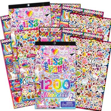 Imagem de Lisa Frank Sticker Book Ultimate Bundle Set ~ Mais de 1800 adesivos coloridos e brilhantes da Lisa Frank mais cabide de porta (15 folhas de adesivos de lembrancinhas de festa de Lisa Frank)