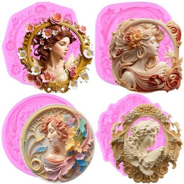 Imagem de MIYAHOUSE Moldes de silicone para fondant para decoração de bolos, enfeite de cupcake, pasta de goma de chocolate, argila de polímero, conjunto de 4