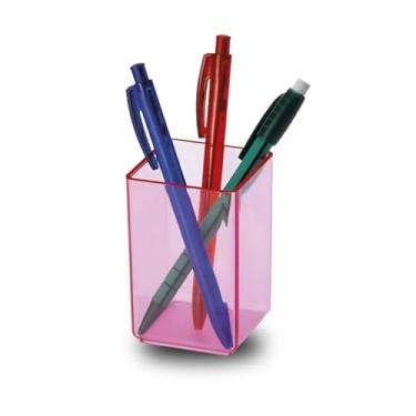 Imagem de Porta-Lápis Acrílico Organizador De Mesa, Ideal Para Escritório, Guarda Canetas, Lápis E Papelaria(Rosa Clear)