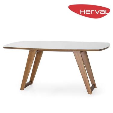 Imagem de Mesa Retangular Herval Crystal, Off White e Amêndoa 170cm