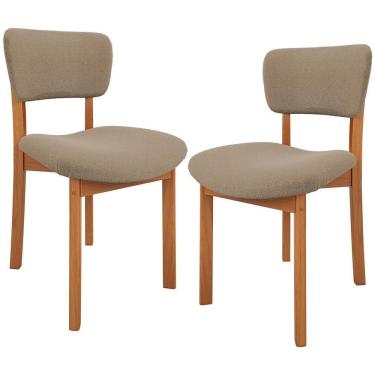 Imagem de Kit 02 Cadeiras Para Sala De Jantar Cozinha Living Estofada Dara L02 Bouclê Bege - Lyam Decor