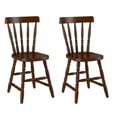 Imagem de Conjunto Com 2 Cadeiras De Jantar Madeira Maciça Multimóveis Cr50082 Castanho Castanho